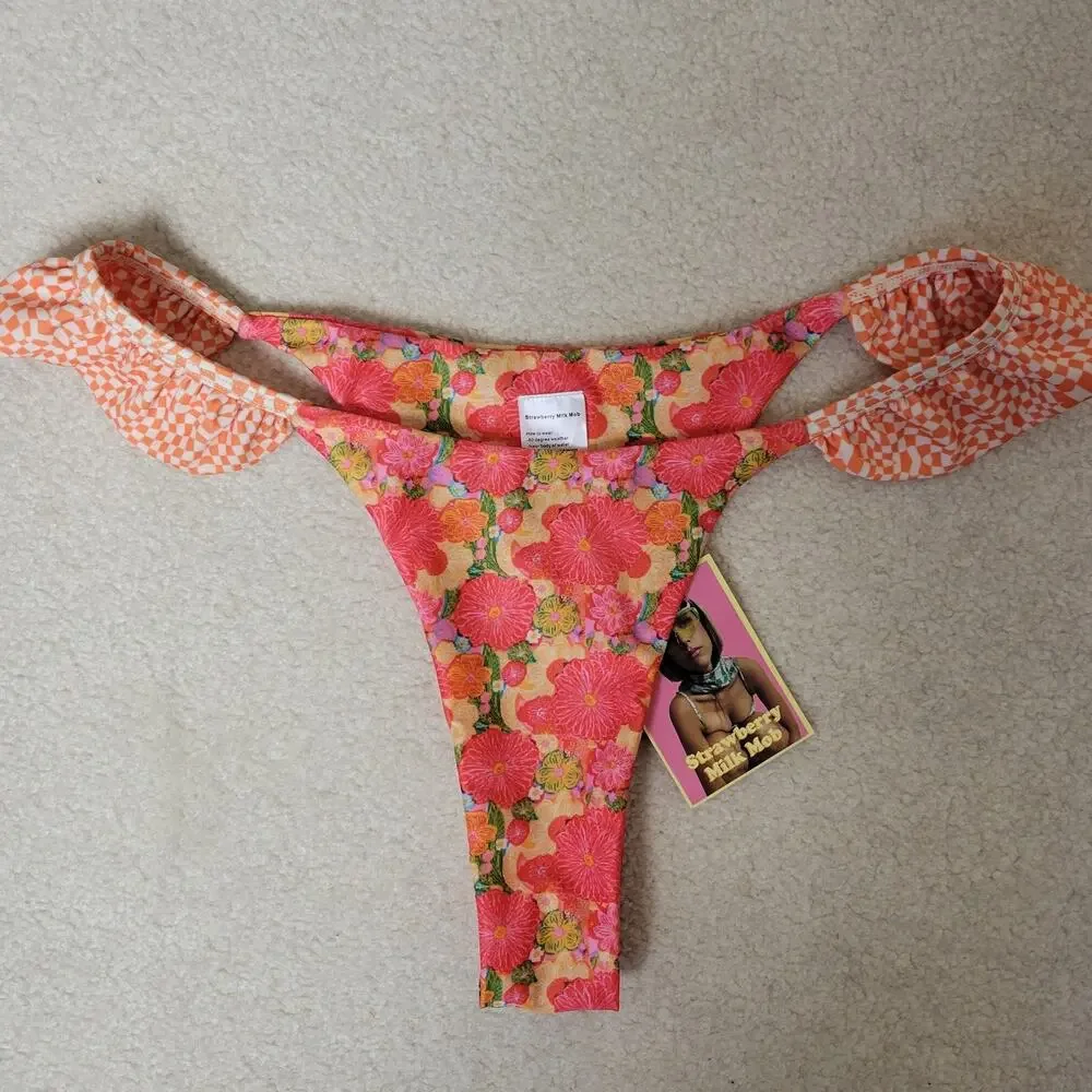NWT Strawberry Milk Mob Size L Citrus Kiss Bikini Bottom Swimwear Beach Summer